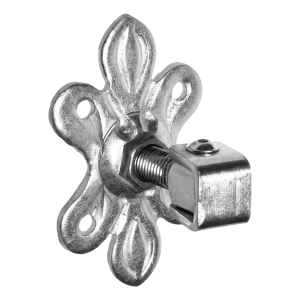 Verstelbaar poortcharnier met decoratief schild M20 160×105×6 mm staal gegalvaniseerd