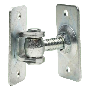 Verstelbaar scharnier M12 tweezijdig vastgeschroefd – basis 74×38 mm voor hekken en tuinhekjes