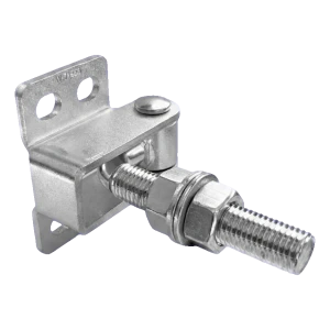Verstelbaar gebogen scharnier M16 voor hekken en poorten – 180° / 125 mm, verzinkt