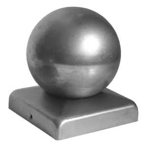 Stalen hekwerkkapje met bol 50×50 mm / fi 60 mm – onbehandeld