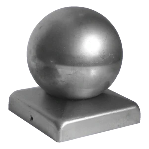 Stalen hekkapje voor paal 60×60 mm met decoratieve bol Ø 60 mm
