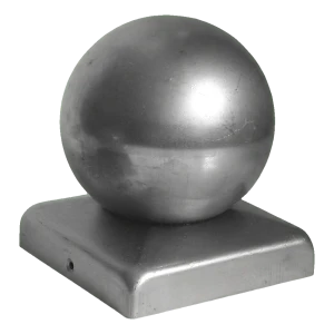 Hekkapje staal met bol 70×70 mm / ø 60 mm – onbehandeld