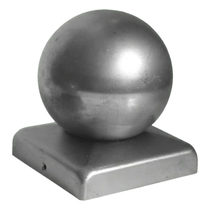 Stalen hekpaalkapje 100×100 mm met decoratieve bol fi 80 – gegalvaniseerd