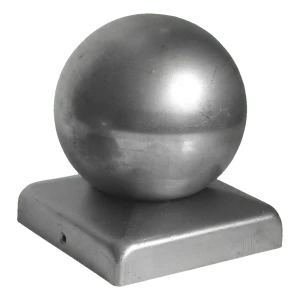 Stalen hekwerkkapje met bol 120×120 mm / fi 100 mm – onbehandeld