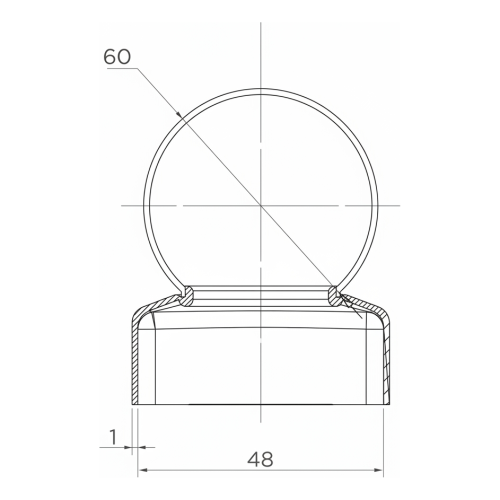 Stalen hekwerkkapje voor paal Ø 48 mm met sierbol Ø 60 mm 001-591 (2)
