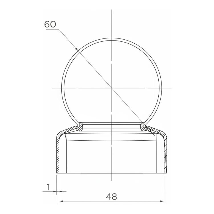 Stalen hekwerkkapje voor paal Ø 48 mm met sierbol Ø 60 mm 001-591 (2)
