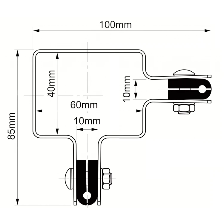 Hoekbeugel voor hekwerkpanelen 60x40 bruin GPV-700-10 (3)