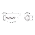 Zelfborende schroef DIN 7504 K 4.8x19 mm – roestvrij staal A2, zeskantskop met flens 001-923 (2)