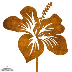 Tuinsteker – tuindecoratie Hibiscus van cortenstaal 19×97 cm