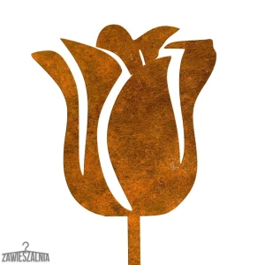 Tuinpaal – tuindecoratie roestige tulp van cortenstaal 14×95 cm
