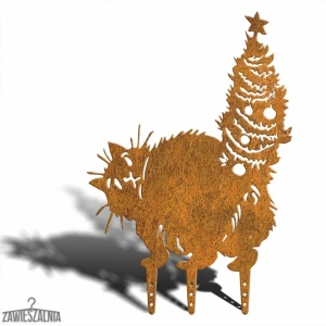 Zawieszalnia – tuindecoratie Kerstkat XL 58 cm van cortenstaal