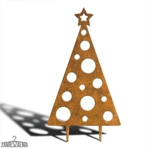 Opsteekdecoratie – decoratieve tuinkerstboom XXL 92 cm van cortenstaal, stippenpatroon