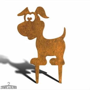Tuinornament – tuindecoratie Hondje Maksio M 25×39 cm, Corten staal