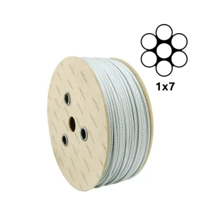 Verzinkte stalen kabel Ø1,0 mm 1×7 enkellitze – verkoop per meter
