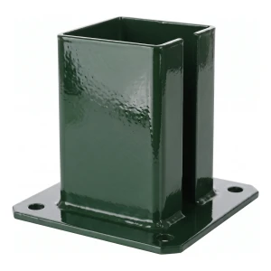 Stalen paalvoet voor tuinpaal en poortpaal 100×100 mm groen RAL 6005