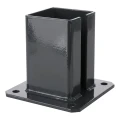 Stalen voetplaat voor tuinpaal 100×100 mm – montagevoet antraciet RAL 7016 000-792 (1)