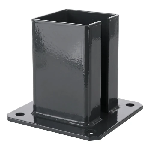 Stalen voetplaat voor tuinpaal 100×100 mm – montagevoet antraciet RAL 7016 000-792 (1)