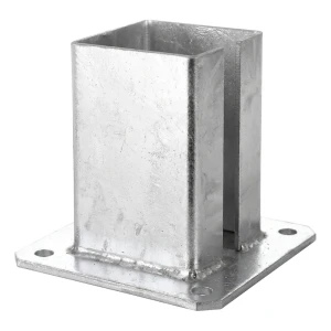 Stalen paalvoet voor hek- en poortpaal 100×100 mm, verzinkt