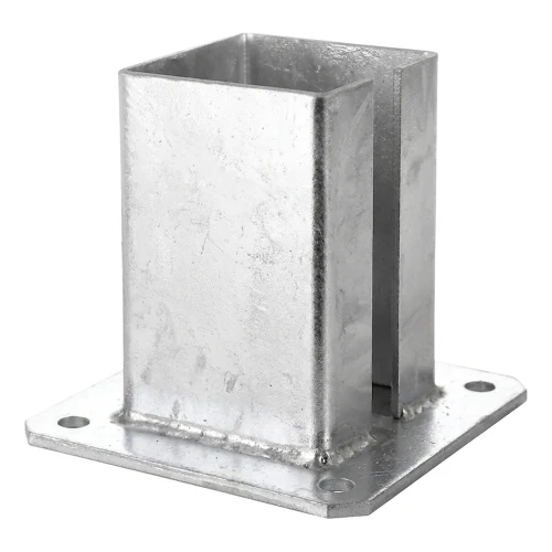 Stalen paalvoet voor hek- en poortpaal 100×100 mm, verzinkt 000-789 (1)