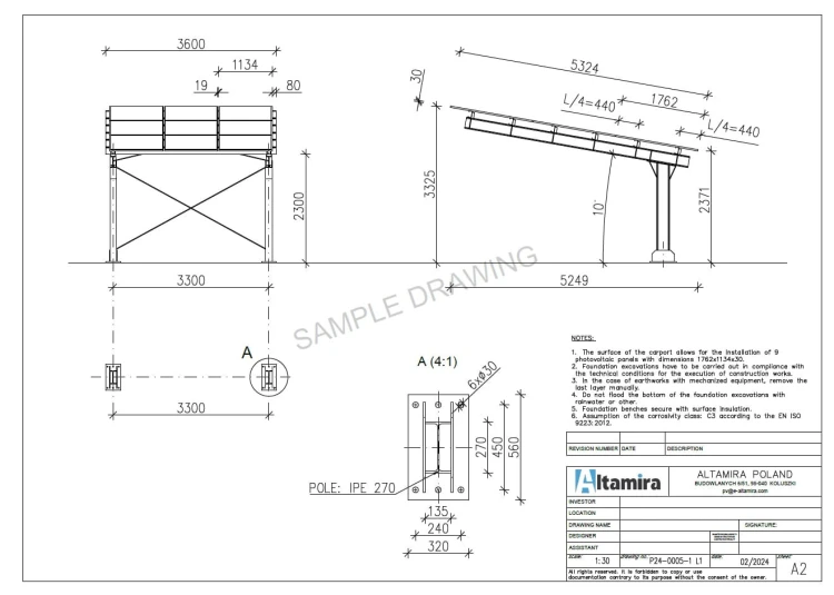 Carport Fotovoltaïsche schuur voor 1 Voertuig L 5,7m x 3,3m Zonnecarport GPV-101-06 (5)