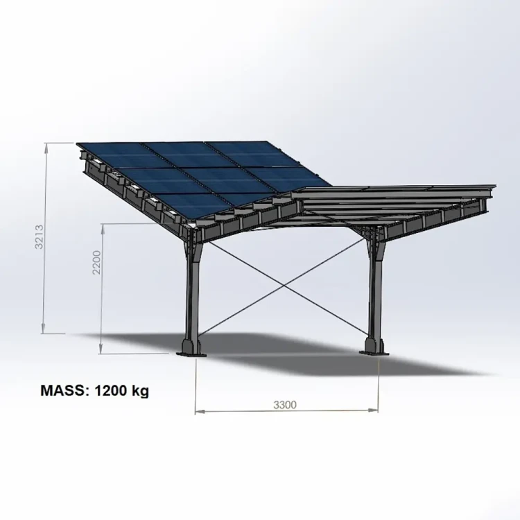 Carport Fotovoltaïsche schuur voor 2 Voertuigen T 11,4m x 3,3m Zonnecarport GPV-101-08 (3)