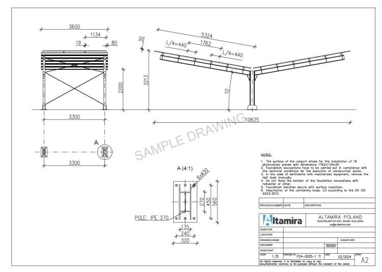 Carport Fotovoltaïsche schuur voor 2 Voertuigen T 11,4m x 3,3m Zonnecarport GPV-101-08 (4)