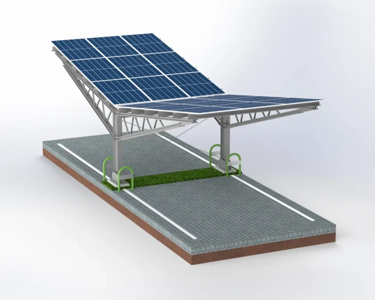 Carport Fotovoltaïsche schuur voor 2 Voertuigen T Eco 11,4m x 3,3m Zonnecarport GPV-101-09 (2)