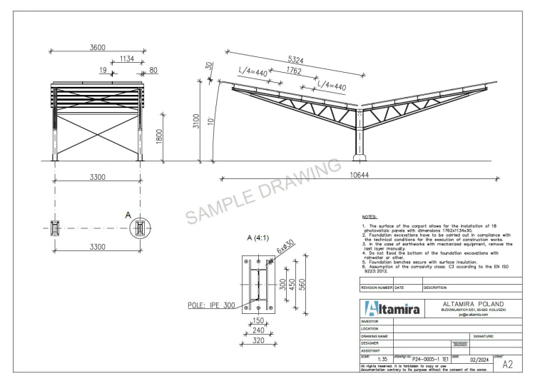 Carport Fotovoltaïsche schuur voor 2 Voertuigen T Eco 11,4m x 3,3m Zonnecarport GPV-101-09 (4)