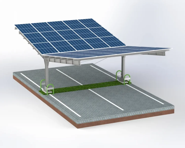 Carport Fotovoltaïsche schuur voor 4 Voertuigen T 11,4m x 5,2m Zonnecarport GPV-101-13 (2)