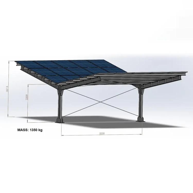 Carport Fotovoltaïsche schuur voor 4 Voertuigen T 11,4m x 5,2m Zonnecarport GPV-101-13 (3)