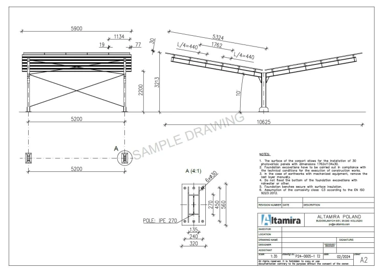 Carport Fotovoltaïsche schuur voor 4 Voertuigen T 11,4m x 5,2m Zonnecarport GPV-101-13 (4)