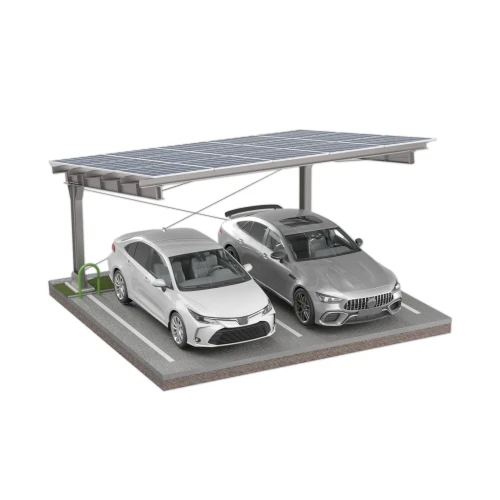 Carport Fotovoltaïsche schuur voor 2 Voertuigen L 5,7m x 5,2m Zonnecarport GPV-101-14