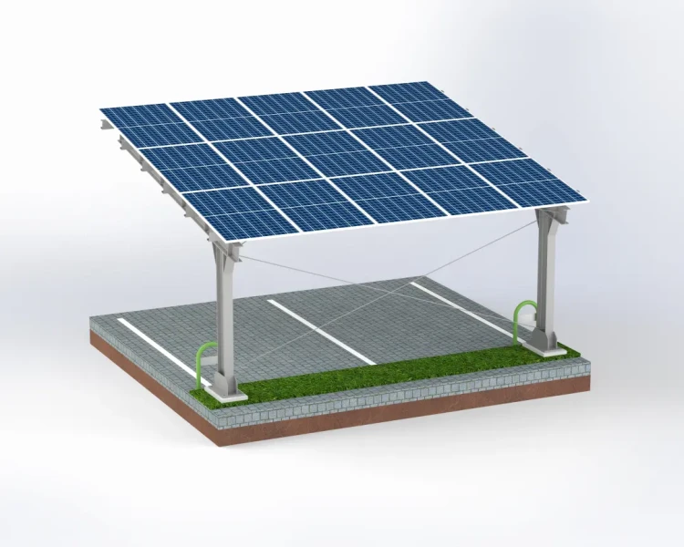 Carport Fotovoltaïsche schuur voor 2 Voertuigen L 5,7m x 5,2m Zonnecarport GPV-101-14 (3)