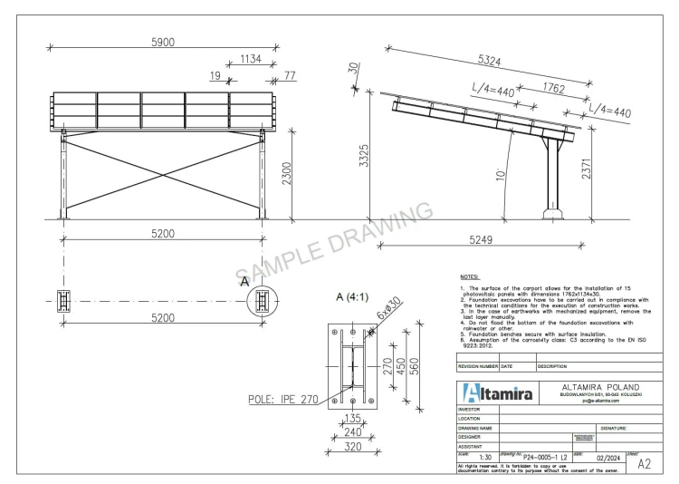 Carport Fotovoltaïsche schuur voor 2 Voertuigen L 5,7m x 5,2m Zonnecarport GPV-101-14 (5)