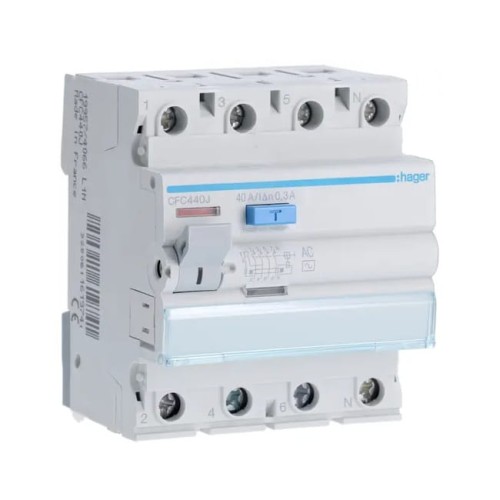 Hager Aardlekschakelaar 3P+N 40A 300mA AC type GPV-401-43