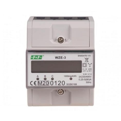 F&F Filipowski Elektriciteitsmeter 3-fasige 80A MID GPV-401-77