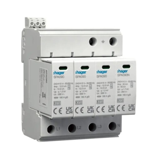 Hager Overspanningsbeveiliging Type 1+2 (B+C) 4P 50kA 1,2kV GPV-401-101