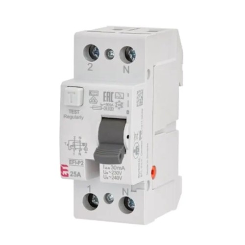 ETI Aardlekschakelaar 2P 25A 30mA typ AC GPV-401-104