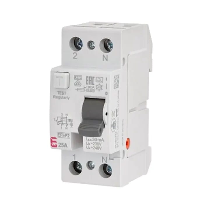 ETI Aardlekschakelaar 2P 25A 30mA typ AC GPV-401-104