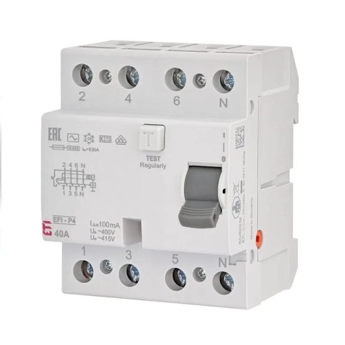ETI Aardlekschakelaar 4P 40A 100mA typ AC GPV-401-132