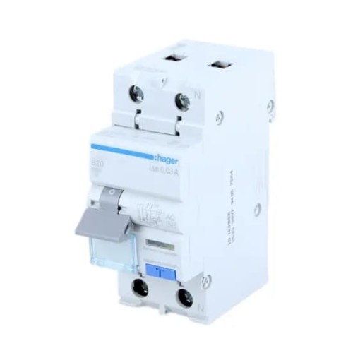 Hager Aardlekschakelaar met overstroomcomponent B 10A 1P+N 6kA 30mA typ AC GPV-401-157