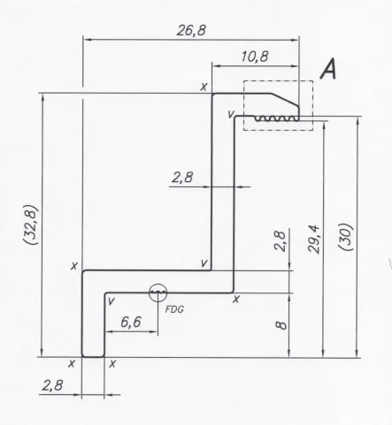 Eindklem H30 Aluminium 6060 Gat M8 gelakt PV-03-30 (2)