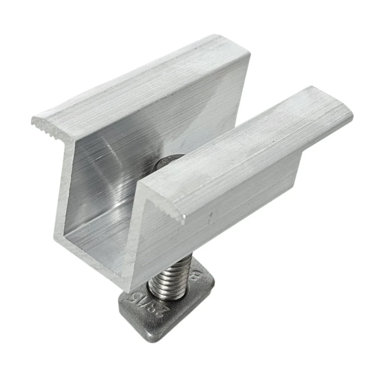Middenklem H25 L50 ruw met M8x20 schroef en inzetstuk voor 30 mm panelen PV-04-16