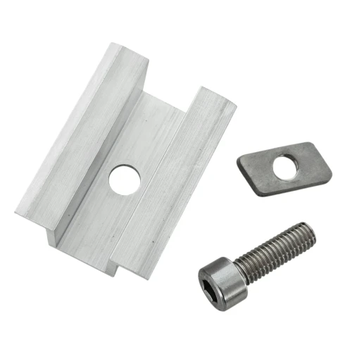 Middenklem H25 L50 ruw met M8x20 schroef en inzetstuk voor 30 mm panelen PV-04-16 (2)