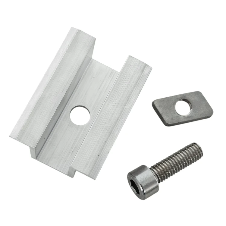 Middenklem H25 L50 ruw met M8x20 schroef en inzetstuk voor 30 mm panelen PV-04-16 (2)