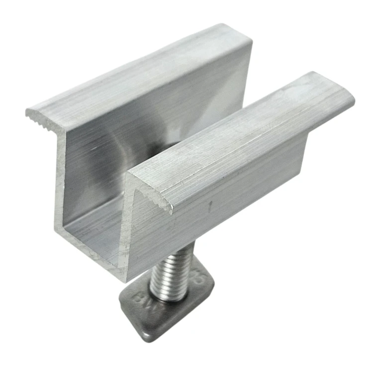 Middenklem H25 L50 ruw met M8x25 schroef en inzetstuk voor 35 mm panelen PV-04-17
