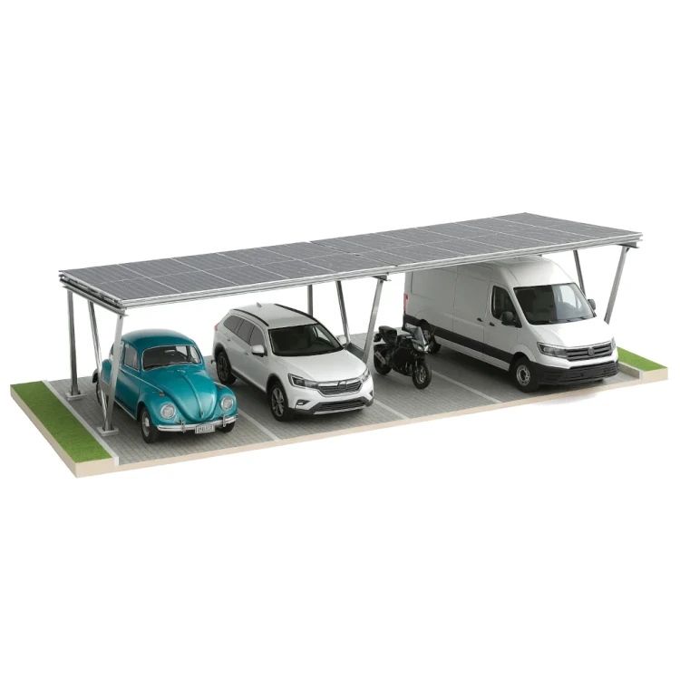 Carport Fotovoltaïsch VICA voor 4 voertuig Zonne-overkapping 2x2 modules GPV-105-04