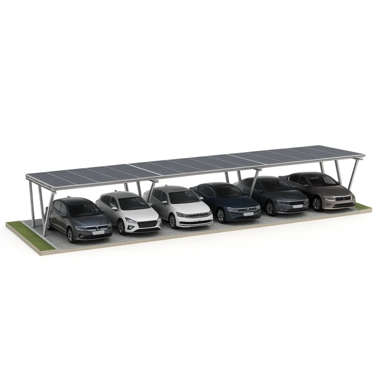 Carport Fotovoltaïsch VICA voor 6 voertuig Zonne-overkapping 3x2 modules GPV-105-06