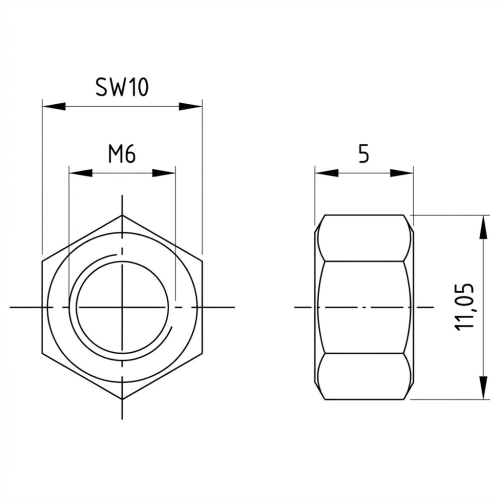 Zeskantmoer M6 DIN 934 A4-80 000-060 (2)