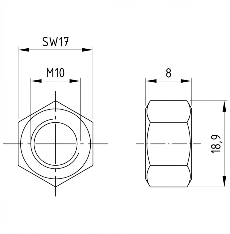 Zeskantmoer M10 DIN 934 A4-80 000-064 (2)